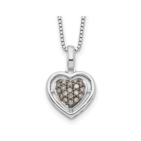 1/4 Carat (ctw) Champagne Diamond Heart Pendant Sterling Silver with Chain
